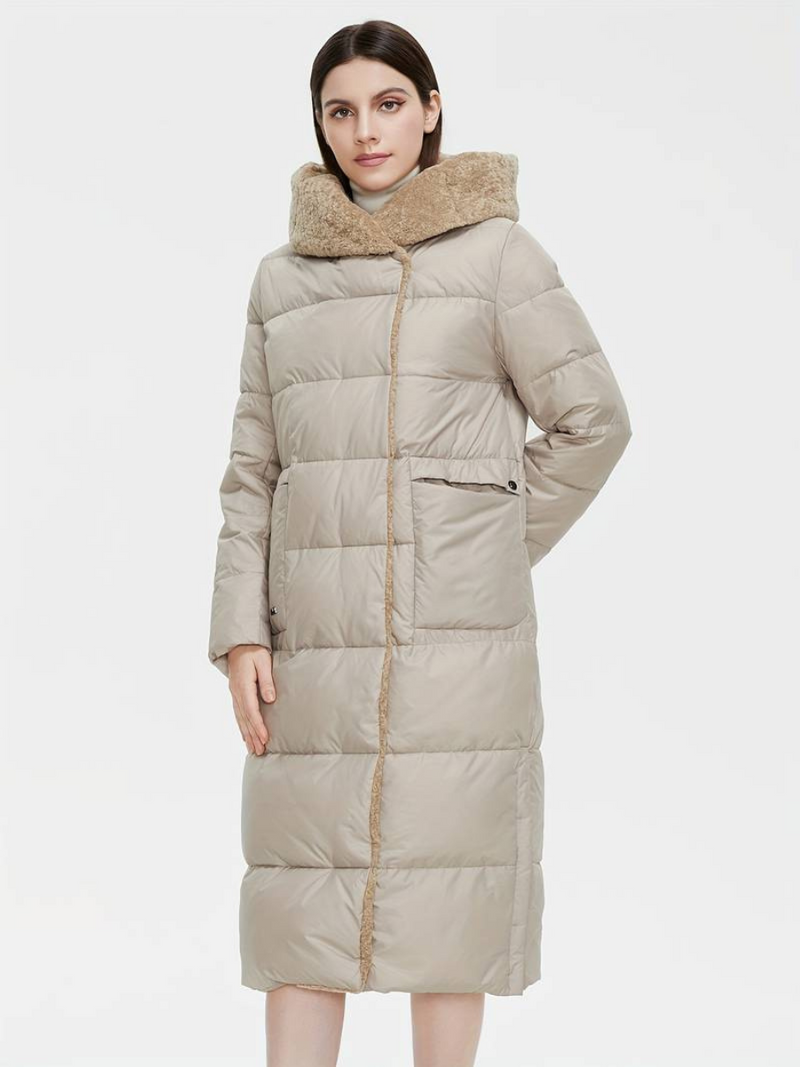 chaqueta larga y esponjosa con cremallera