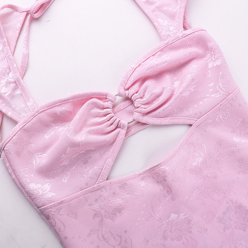 Minivestido Hollow Split Rosa
