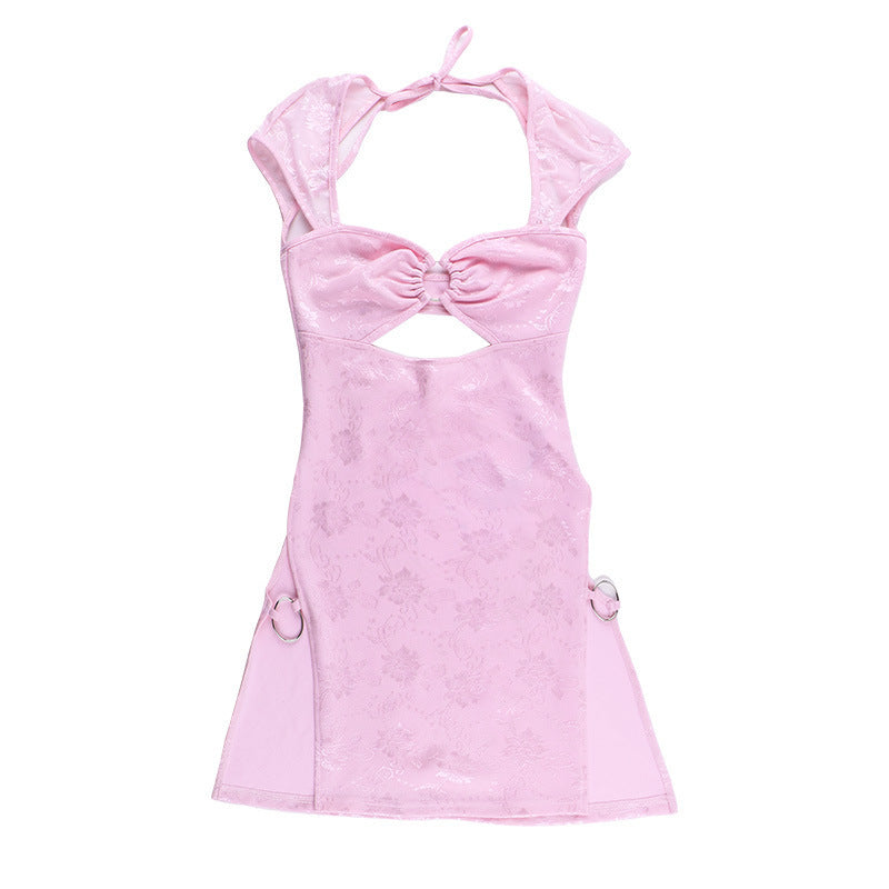 Minivestido Hollow Split Rosa