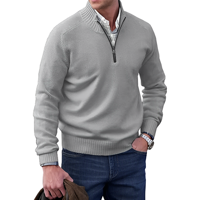 Jersey de cachemira con cremallera para hombre