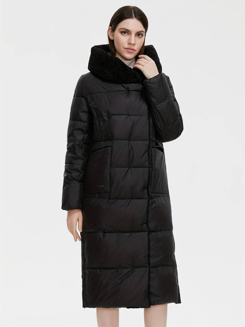 chaqueta larga y esponjosa con cremallera