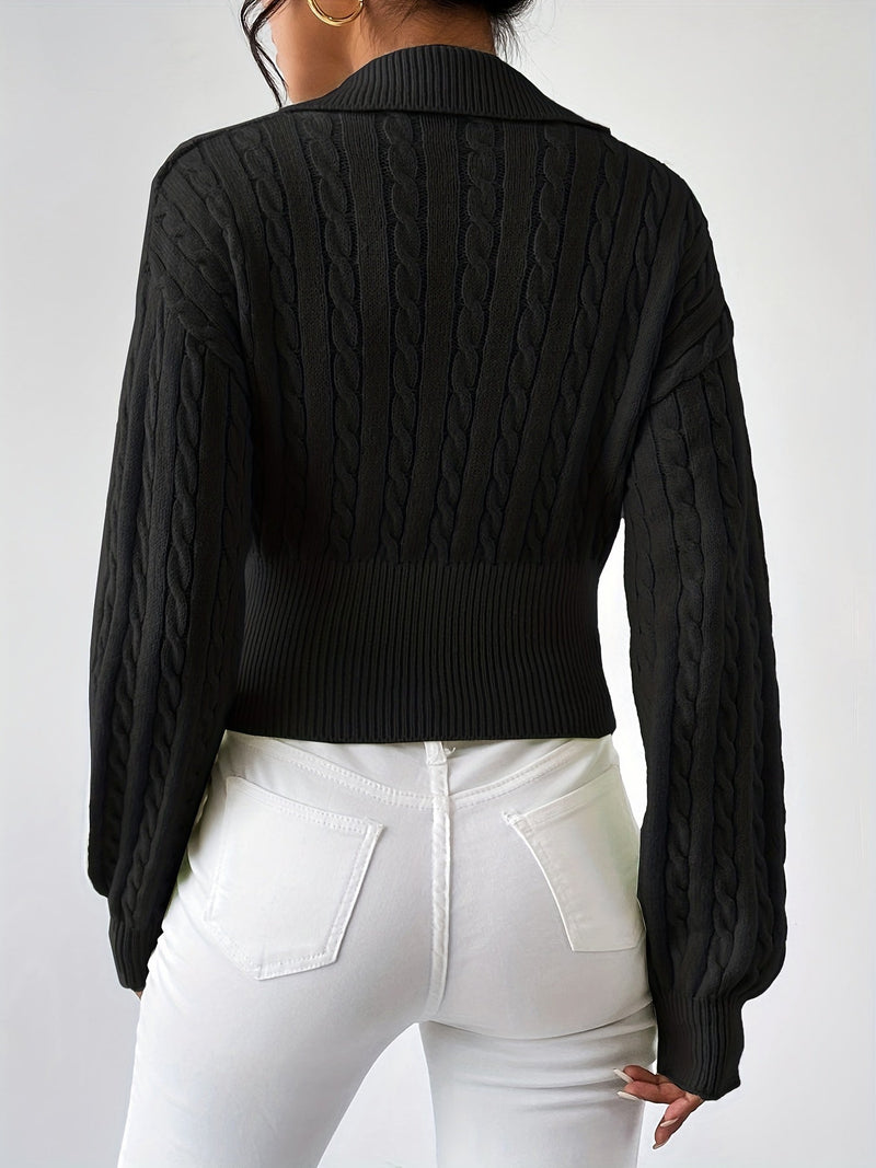 Jersey de punto con cuello de pico estructurado y retorcido