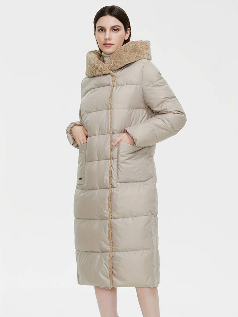 chaqueta larga y esponjosa con cremallera
