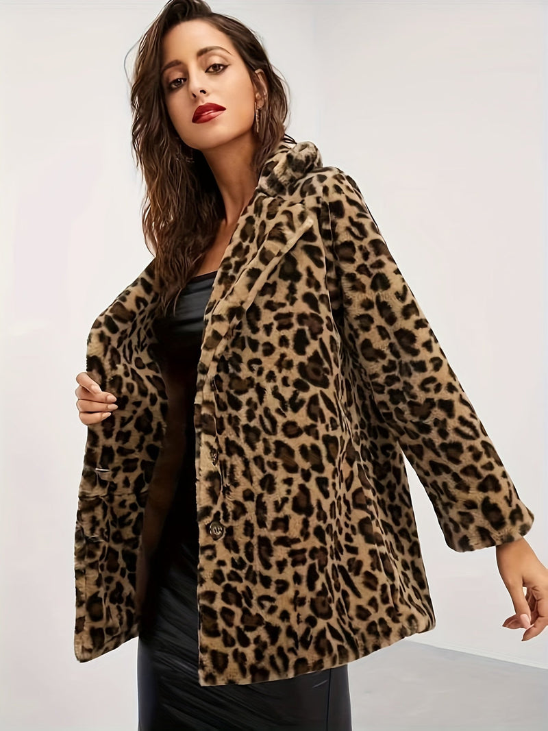 Chaqueta suave con estampado de leopardo