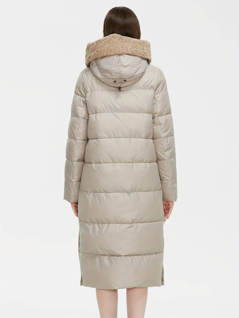 chaqueta larga y esponjosa con cremallera