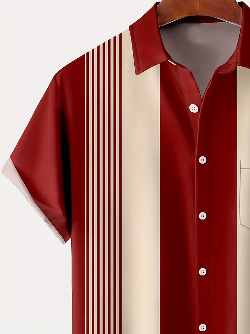Camisa vintage de manga corta y estampado geométrico