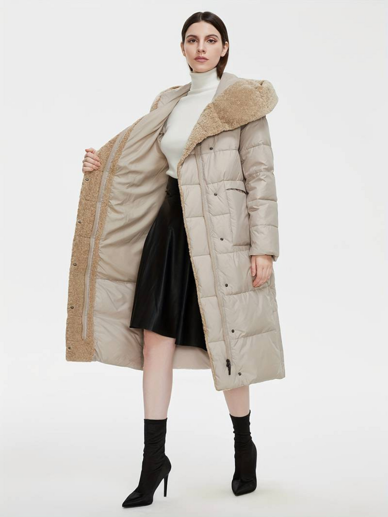 chaqueta larga y esponjosa con cremallera