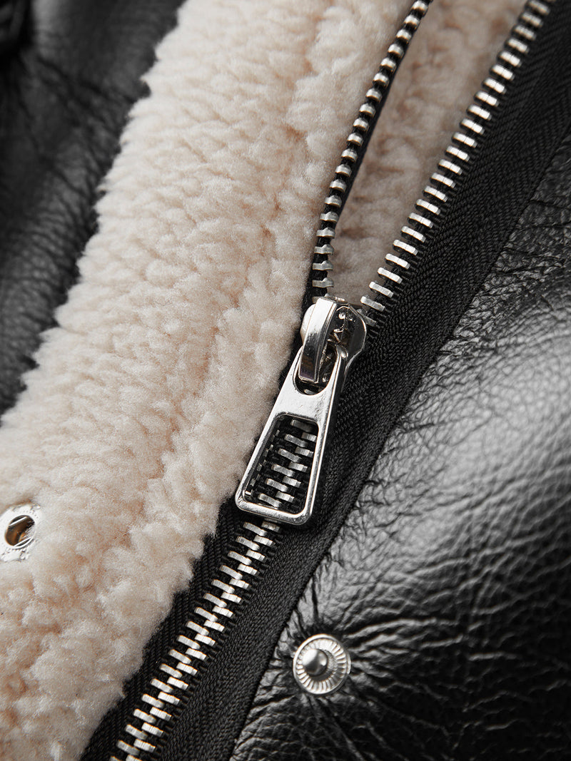 Chaqueta de cuero con pelo para mujer