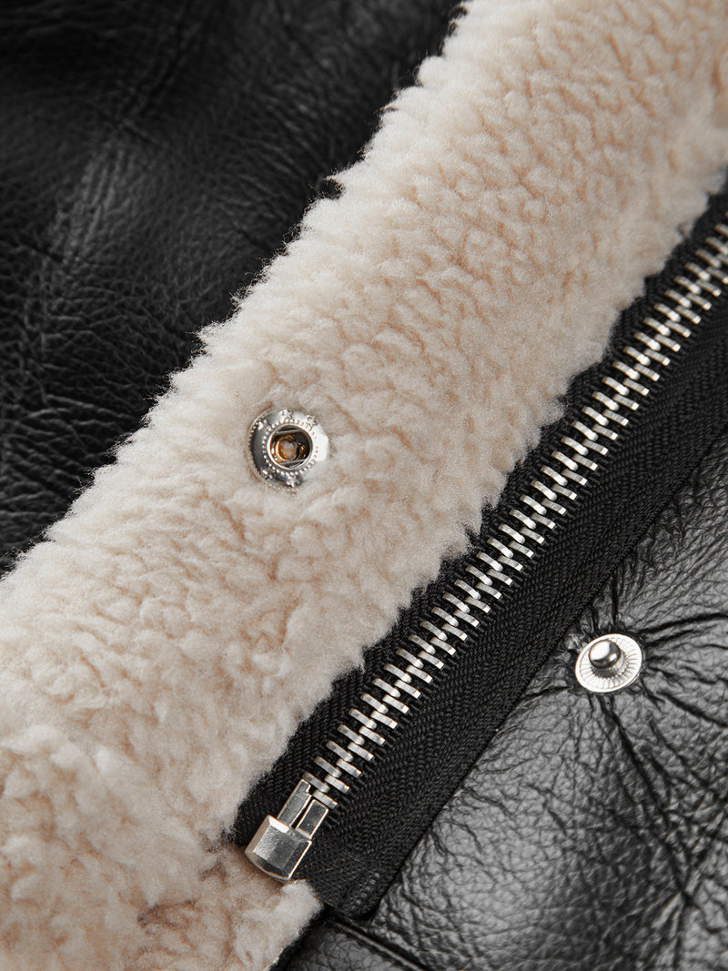 Chaqueta de cuero con pelo para mujer
