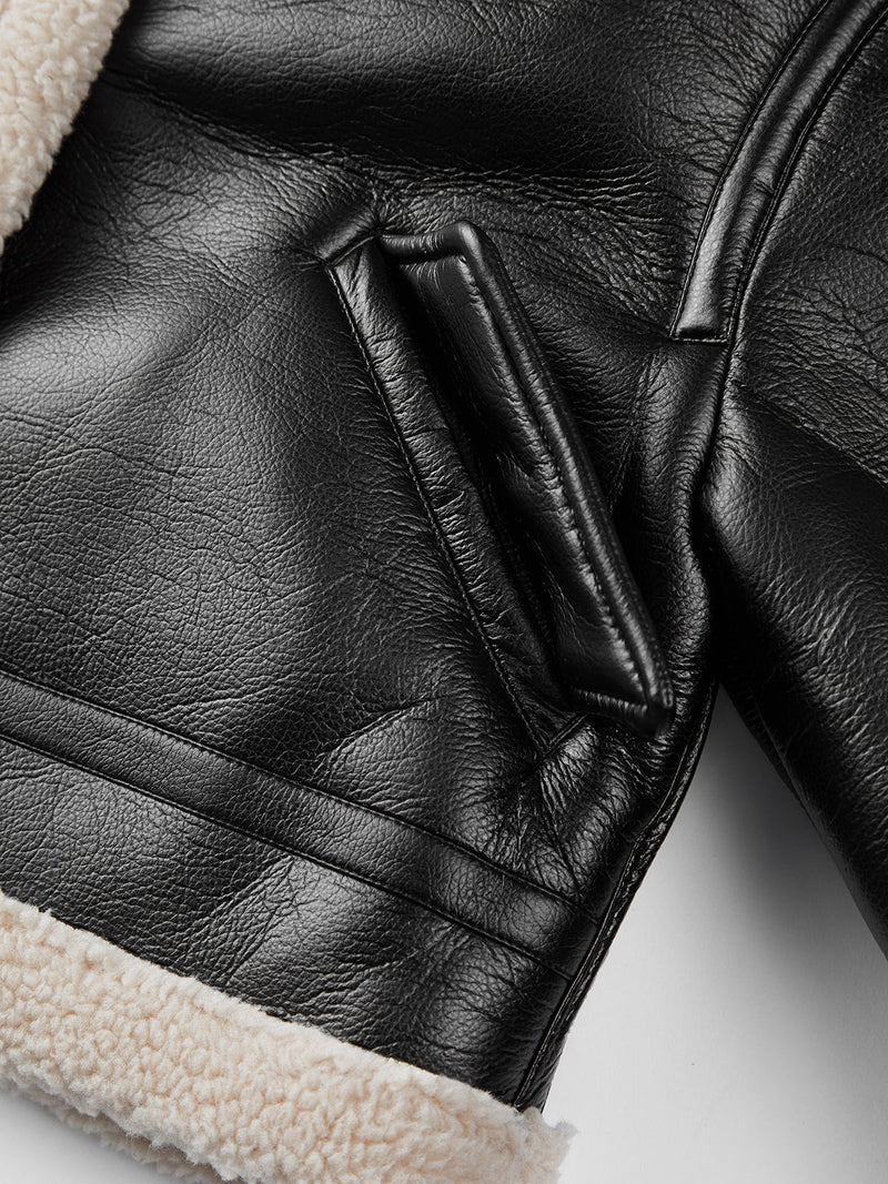 Chaqueta de cuero con pelo para mujer