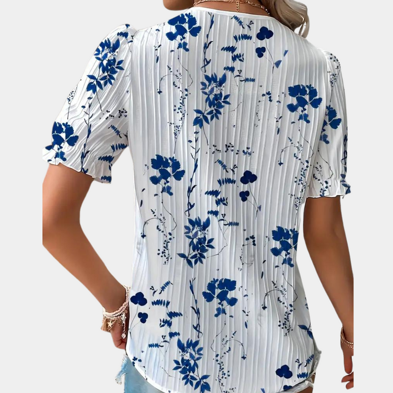 Zuzanna - Elegante blusa floral para mujer con sofisticados detalles de encaje