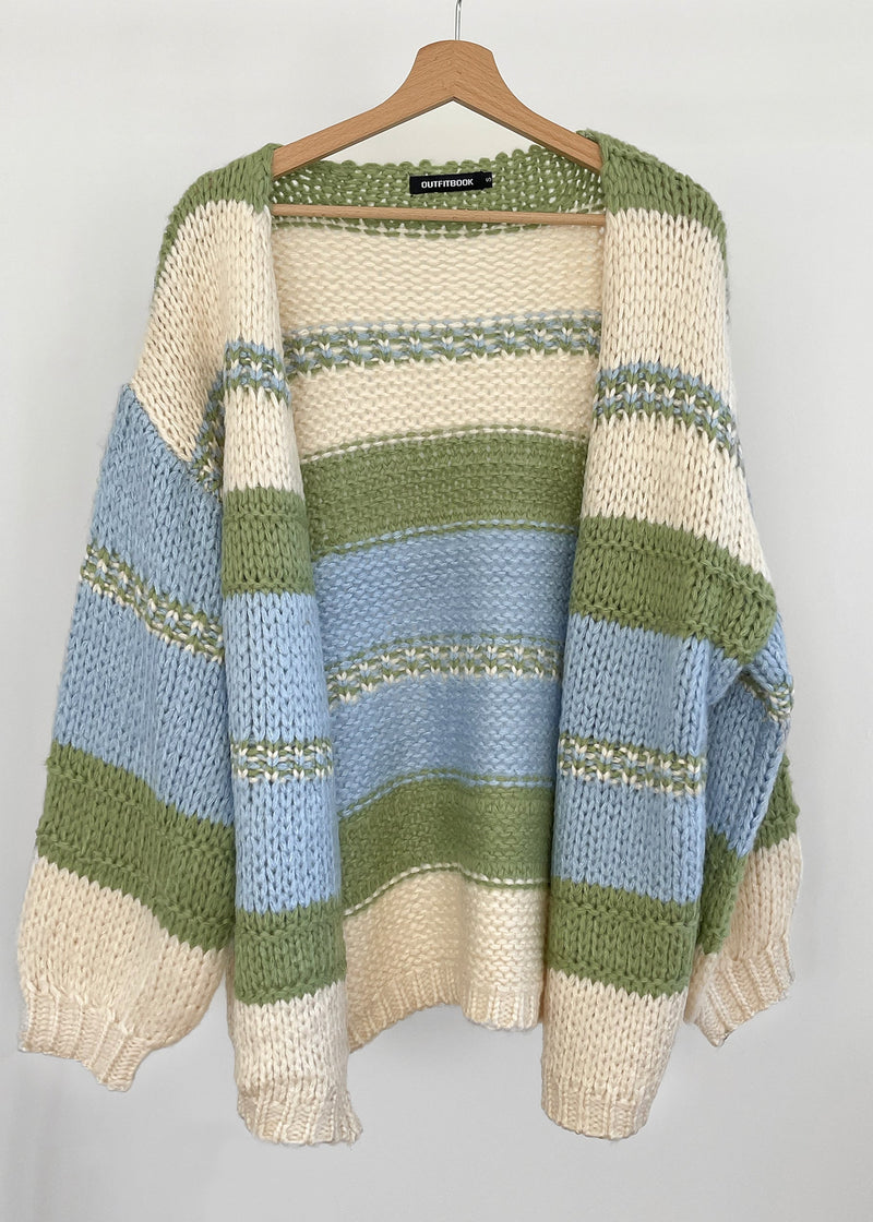 Cardigan de punto grueso en bloques de color