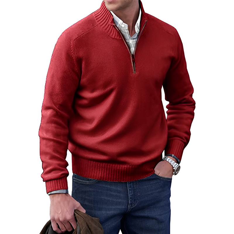 Jersey de cachemira con cremallera para hombre