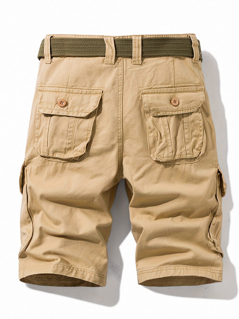 Pantalón corto casual de hombre en algodón con bolsillos con cordón y botones