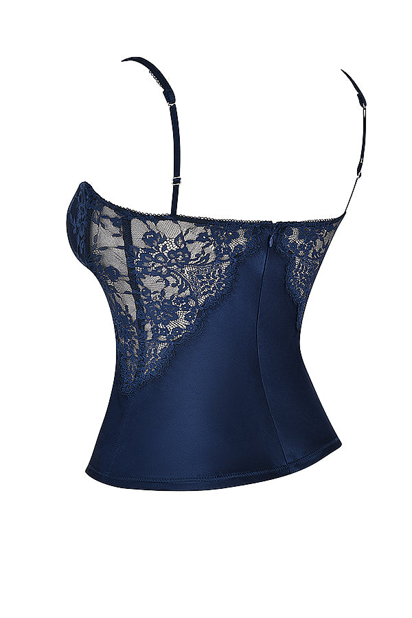 Top azul marino con encaje