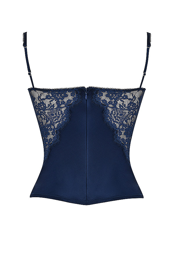 Top azul marino con encaje